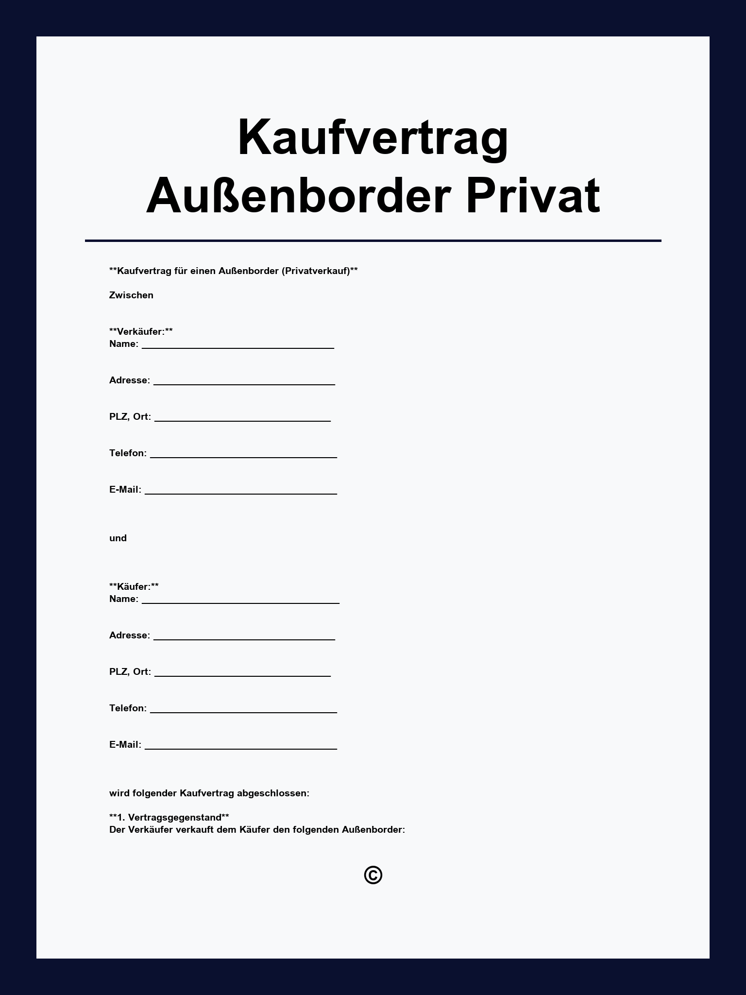Kaufvertrag Außenborder Privat