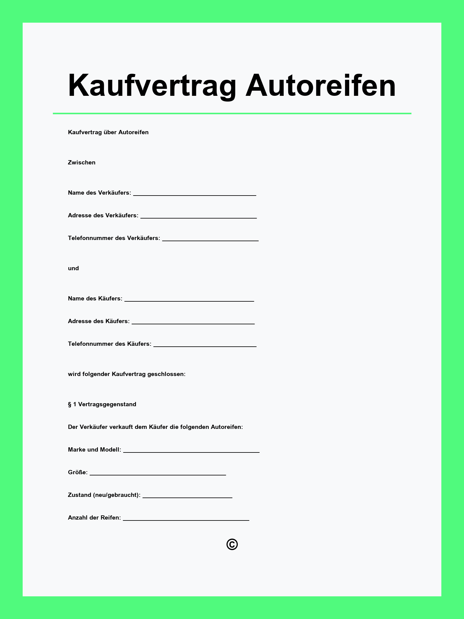 Kaufvertrag Autoreifen