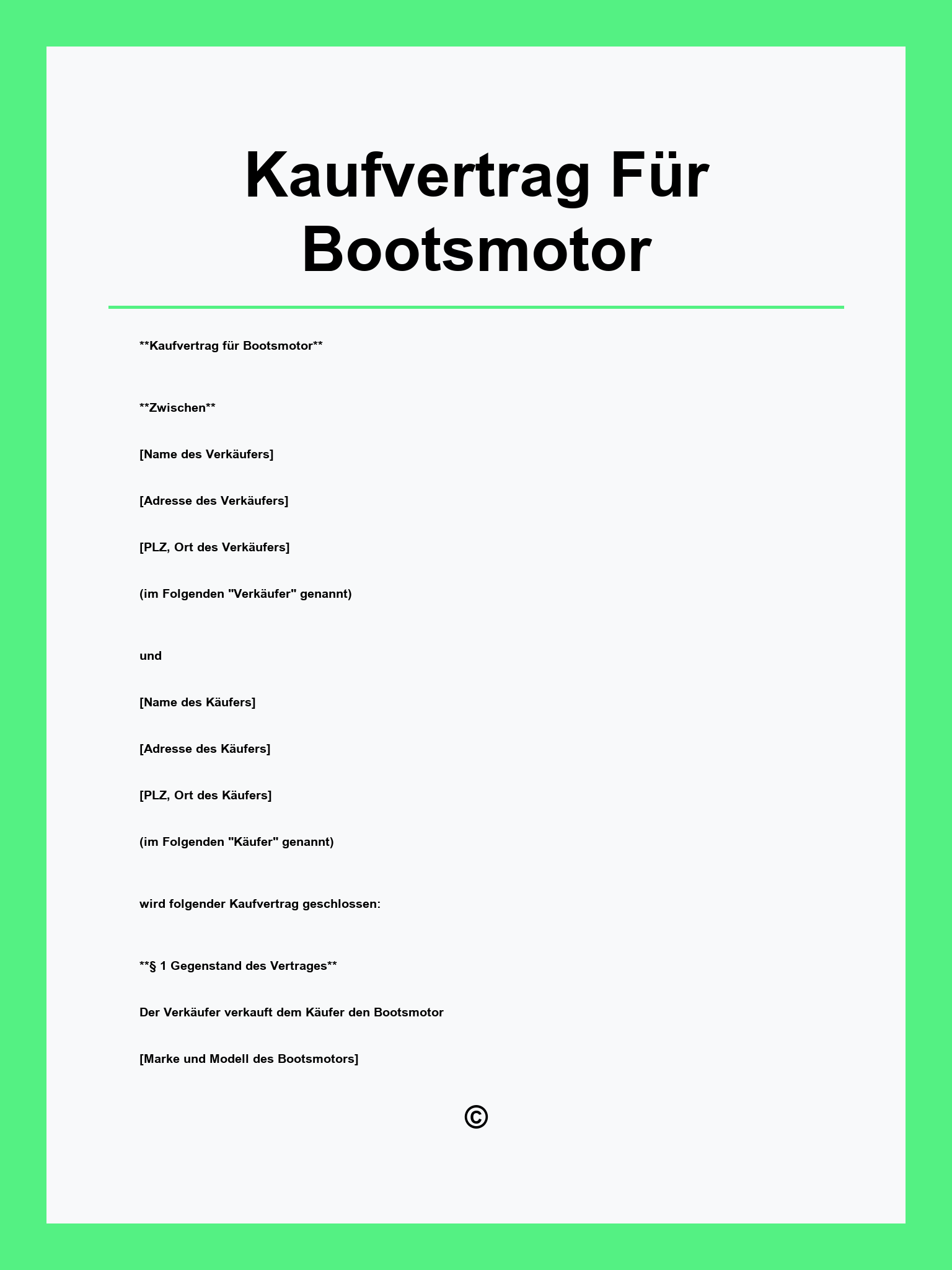 Kaufvertrag Für Bootsmotor