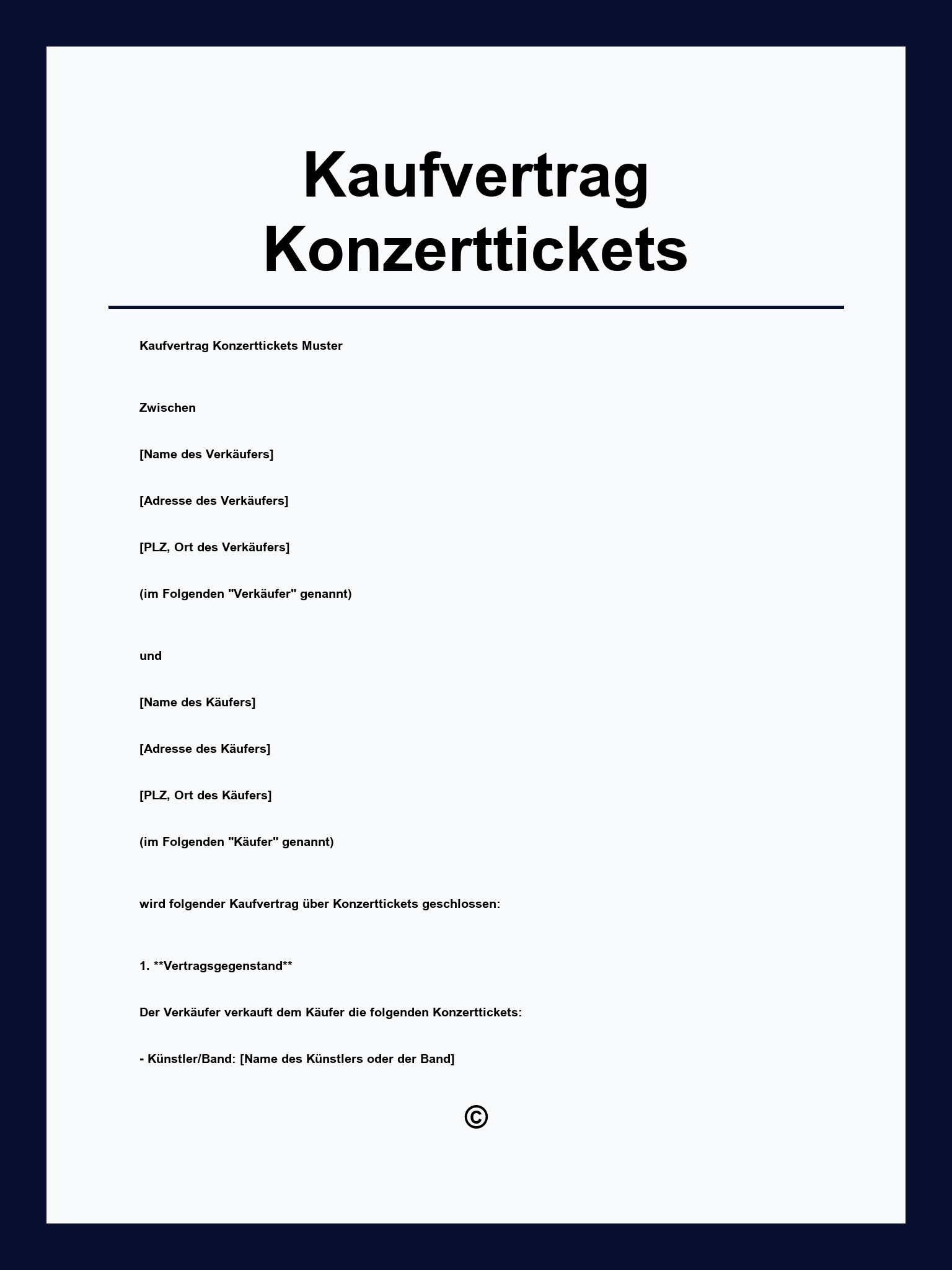 Kaufvertrag Konzerttickets