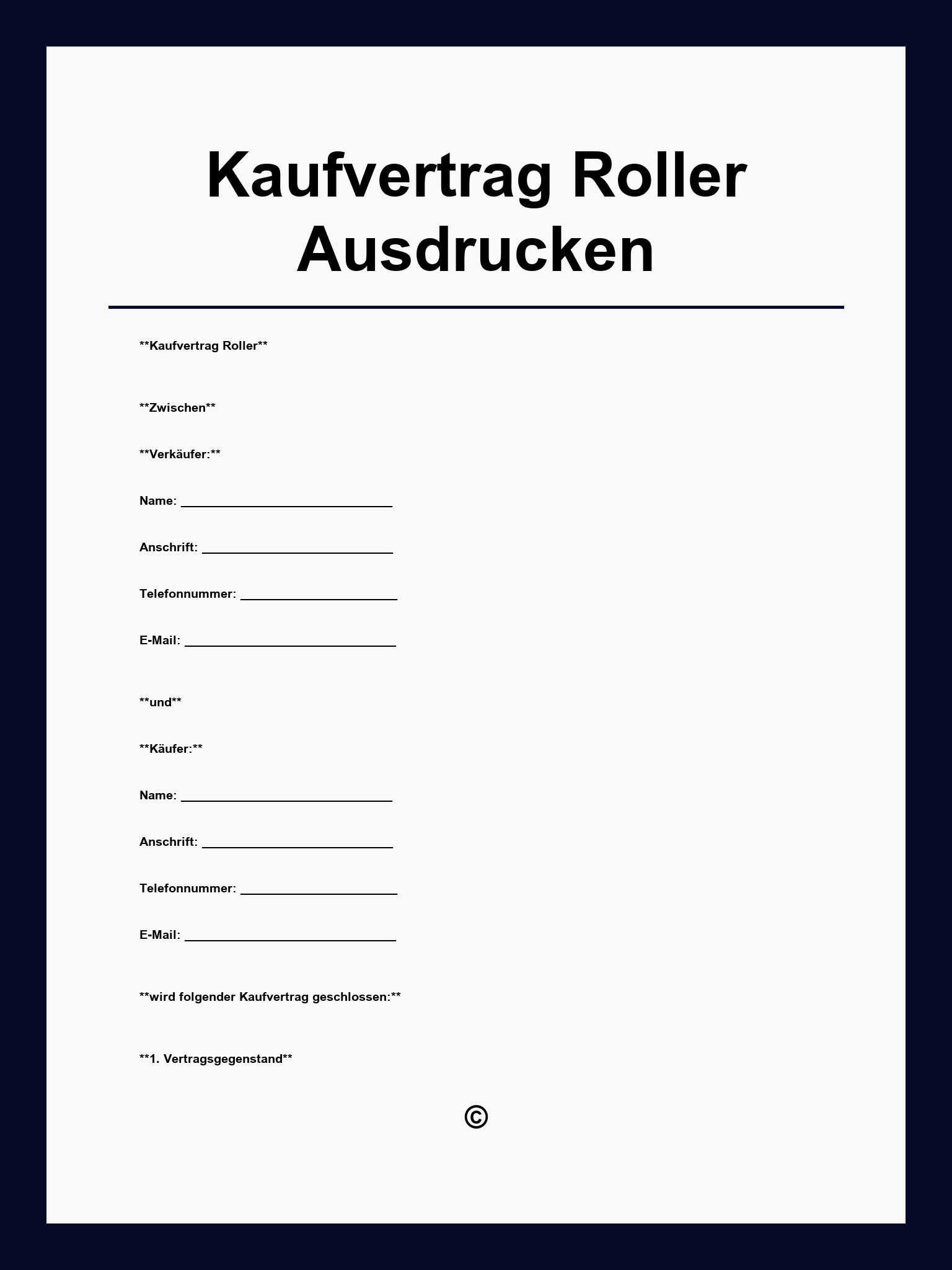 Kaufvertrag Roller Ausdrucken