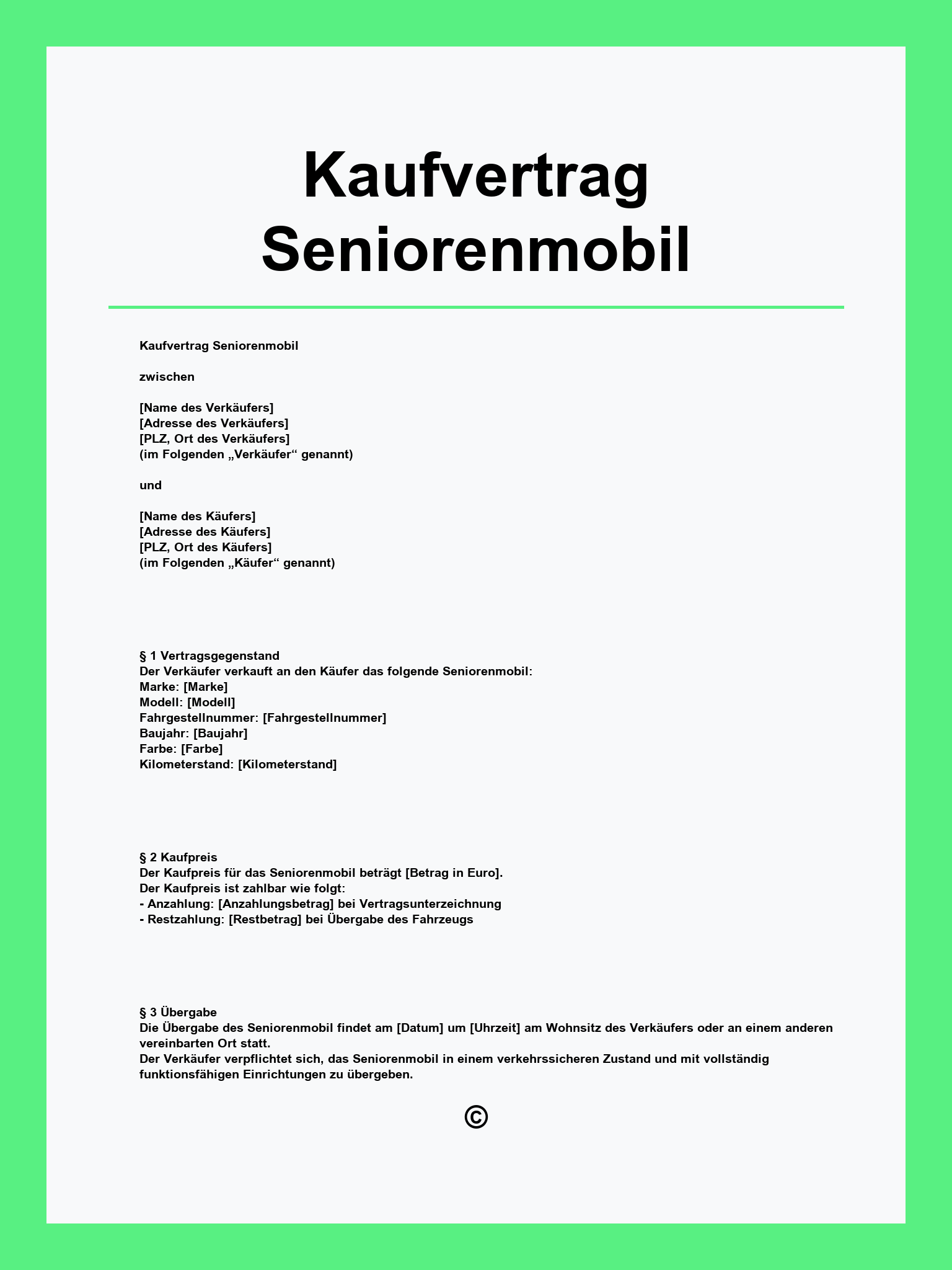 Kaufvertrag Seniorenmobil