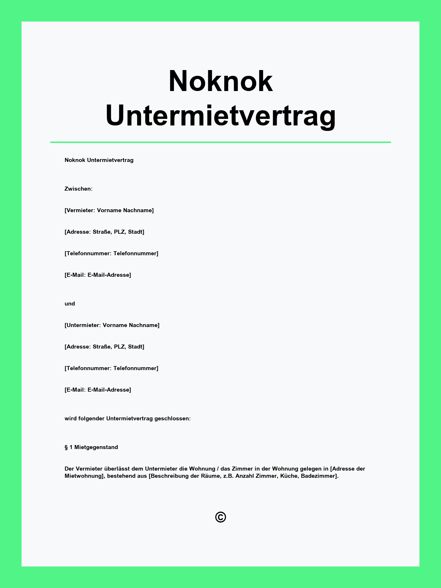 Noknok Untermietvertrag