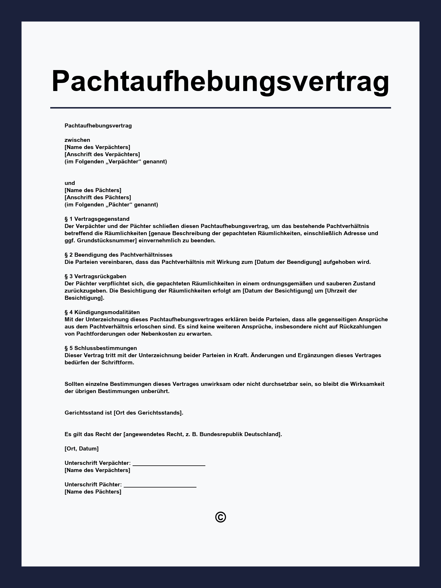 Pachtaufhebungsvertrag