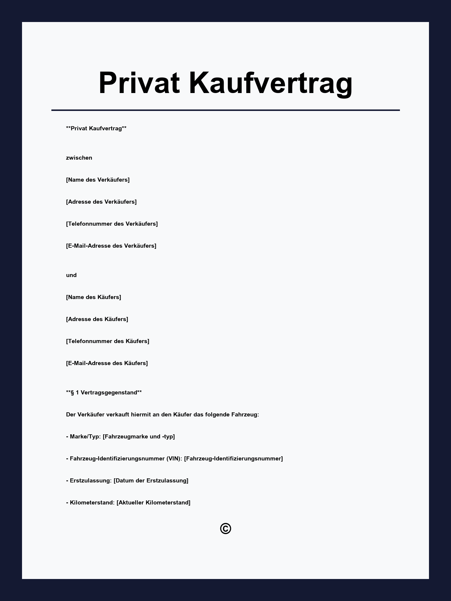 Privat Kaufvertrag