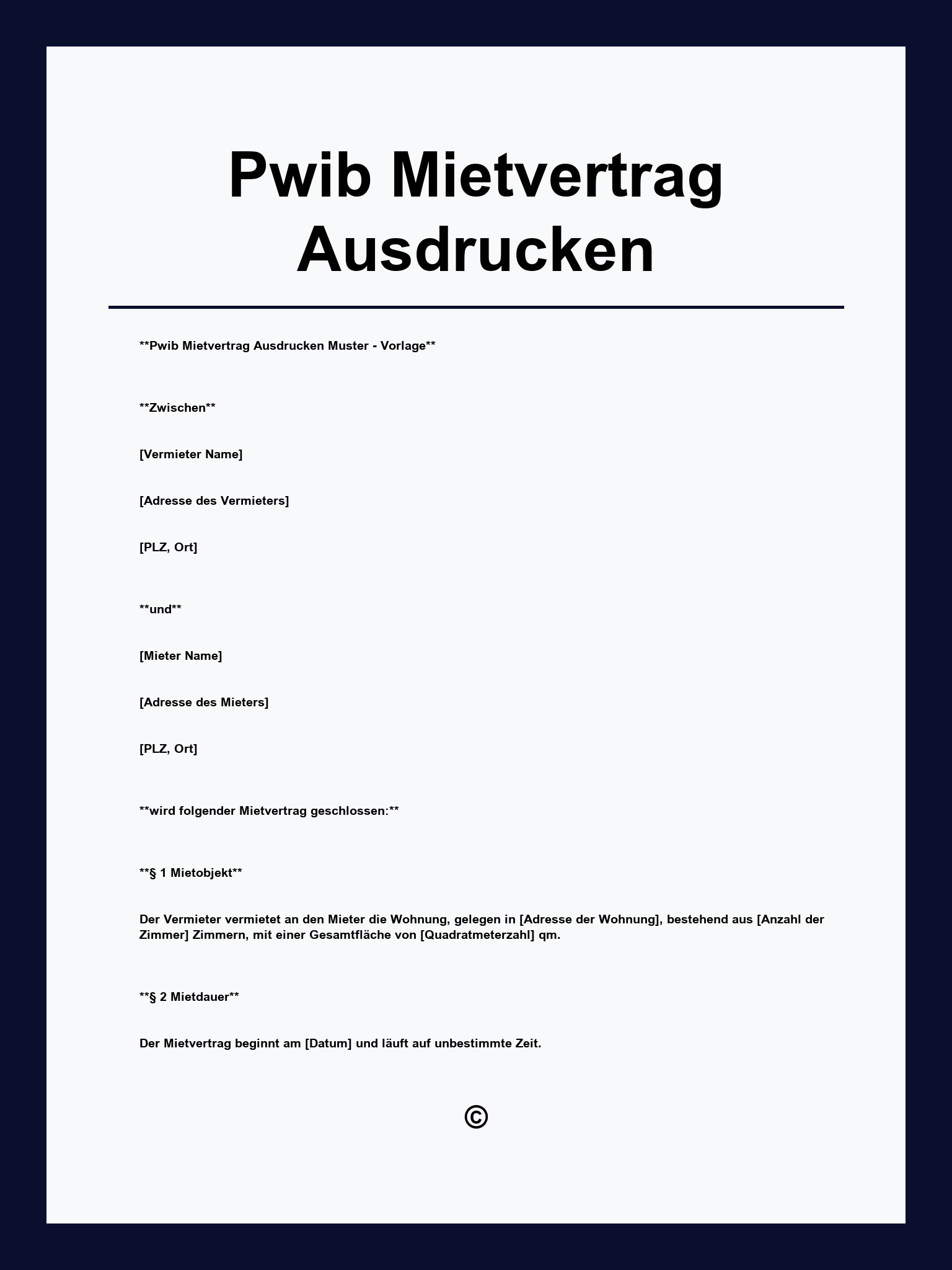Pwib Mietvertrag Ausdrucken