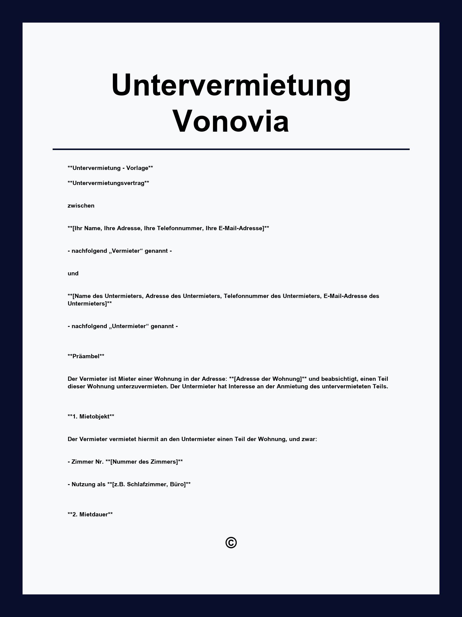Untervermietung Vonovia