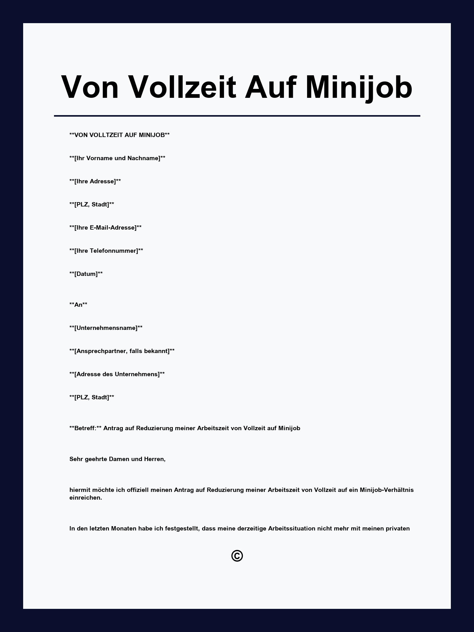 Von Vollzeit Auf Minijob