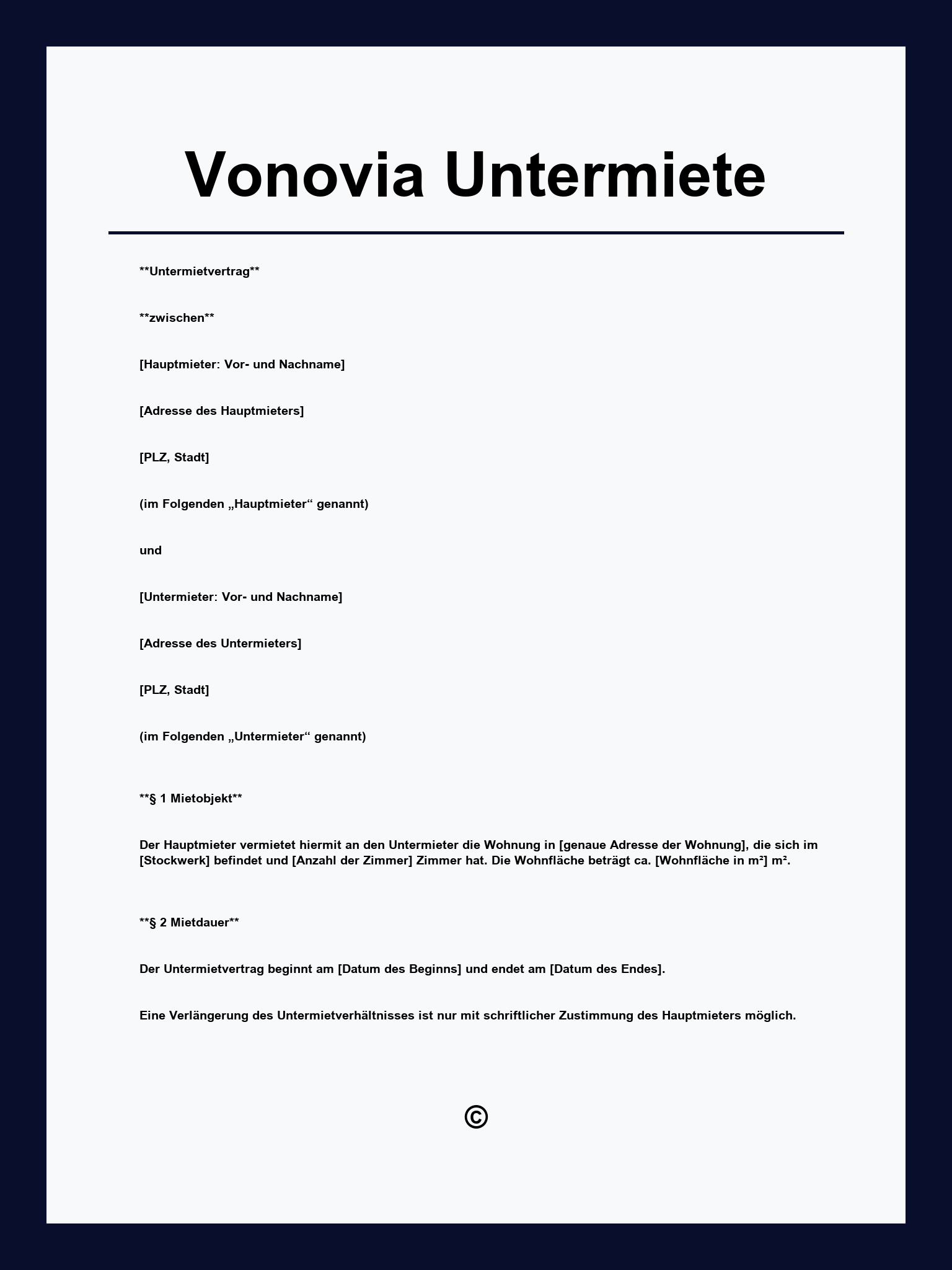 Vonovia Untermiete