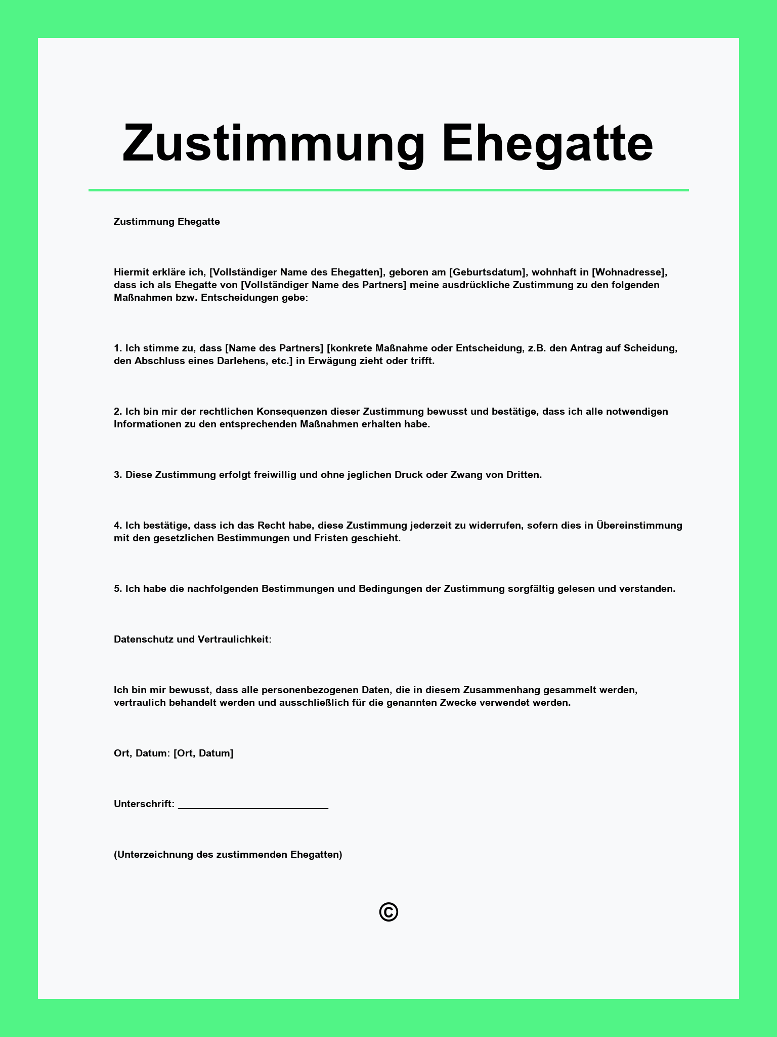 Zustimmung Ehegatte Muster